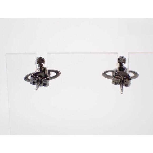 Vivienne Westwood Orb Stud Earrings | Gunmetal & Crystal | Excellent Condition - Picture 2 of 3